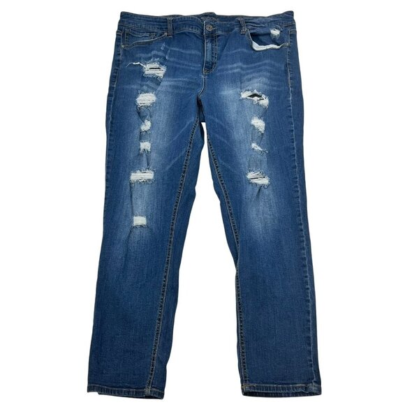 Maurices Womens Distressed Slim Fit Jeans High Rise Size 22 - Picture 1 of 9